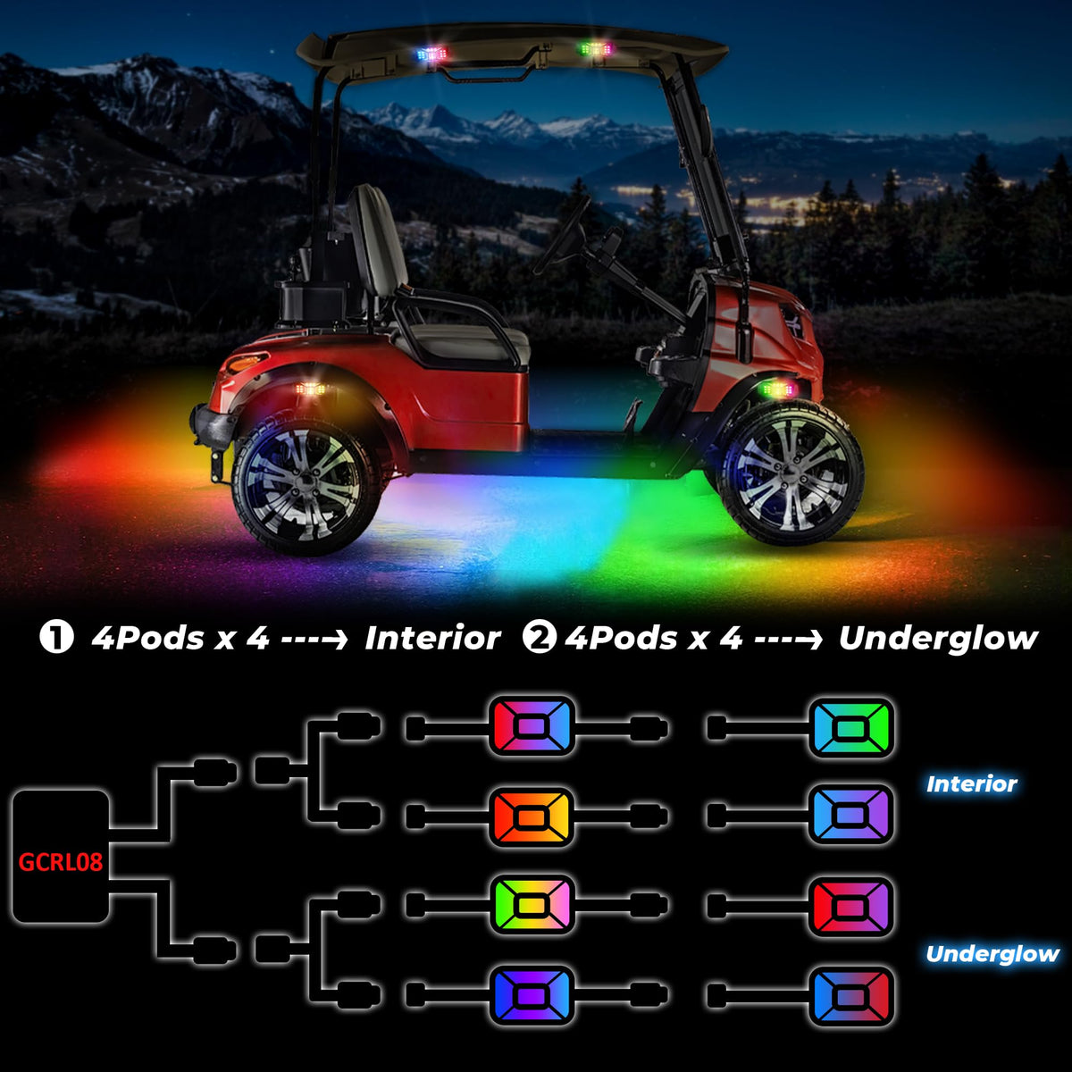 DITRIO chase-mode lighting creates dynamic color movement along the strip.