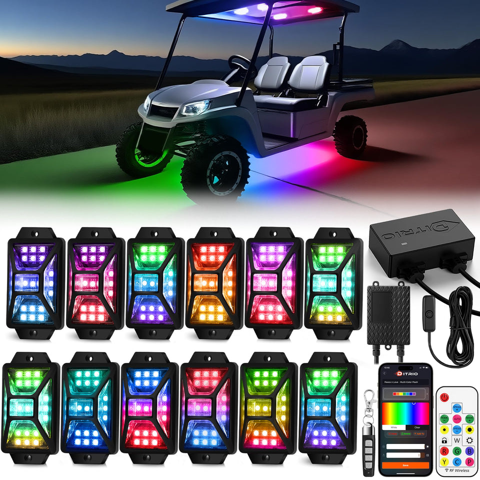 DITRIO underglow kit with remote control for customizable golf cart lighting