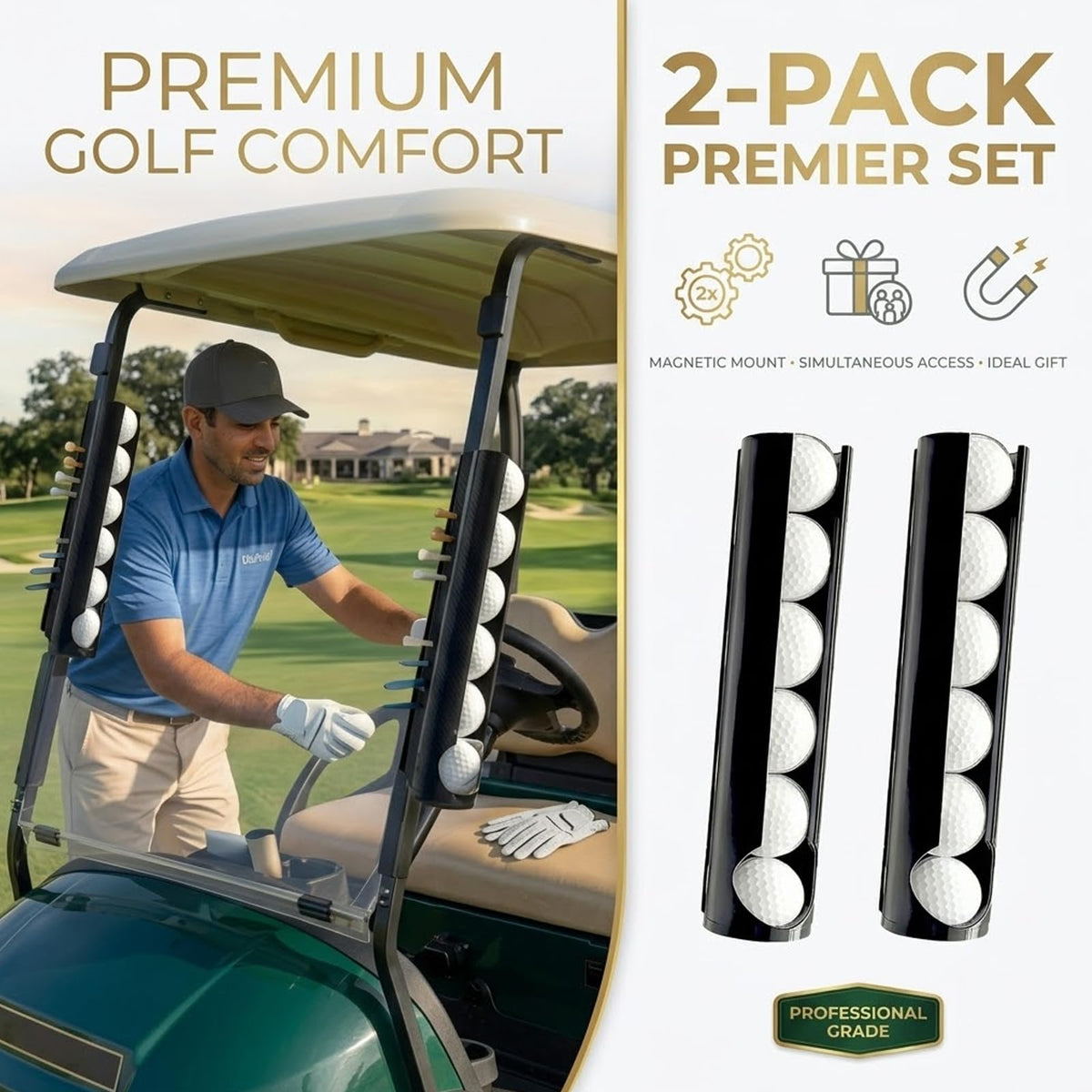 DMERHAC 3-in-1 dispenser with dedicated ball slots keeps essentials organized on the course.