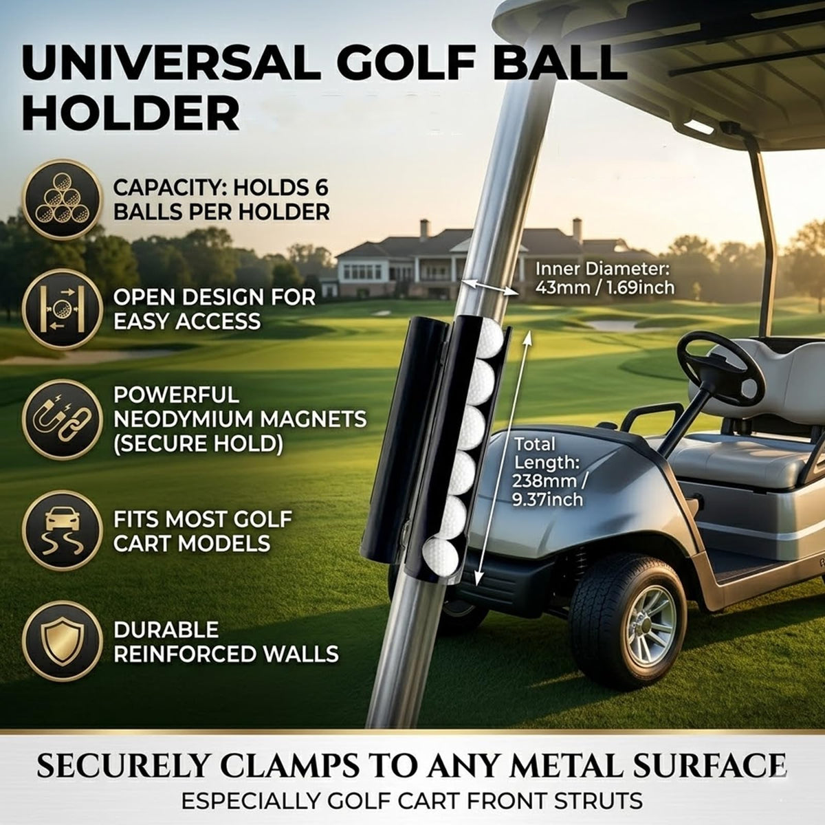 DMERHAC golf-ball holder featuring tees slot for convenient aim and setup.
