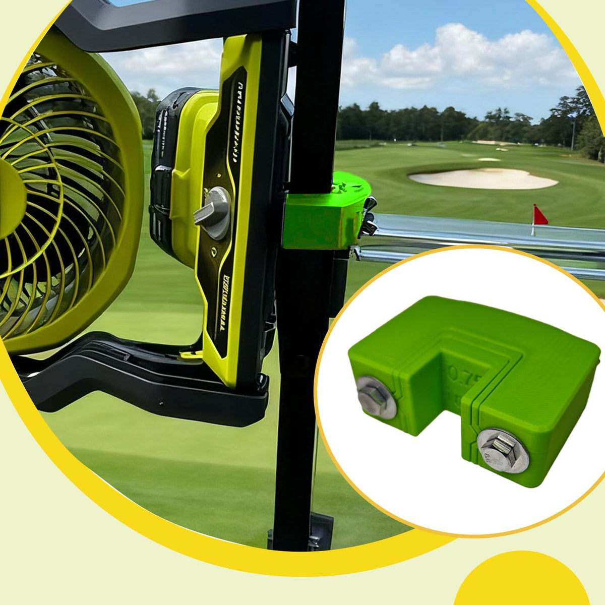 DMERHAC lightweight portable fan clip for easy transport and storage between carts.