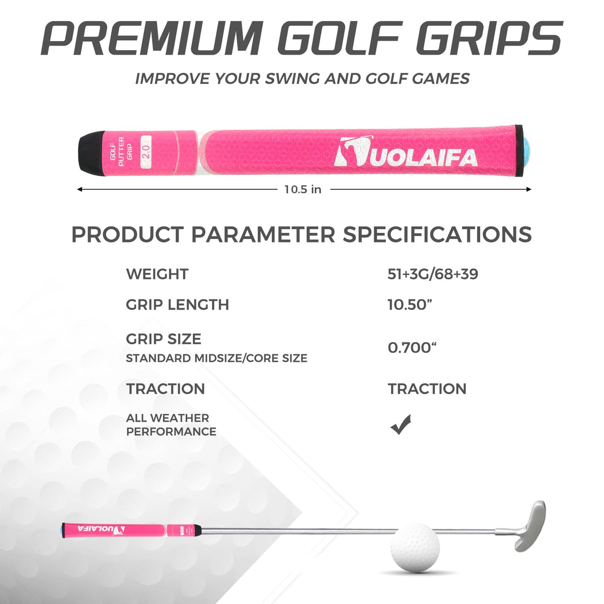 DMYTRSTDE golf putter grip non-slip texture for secure grip in wet conditions