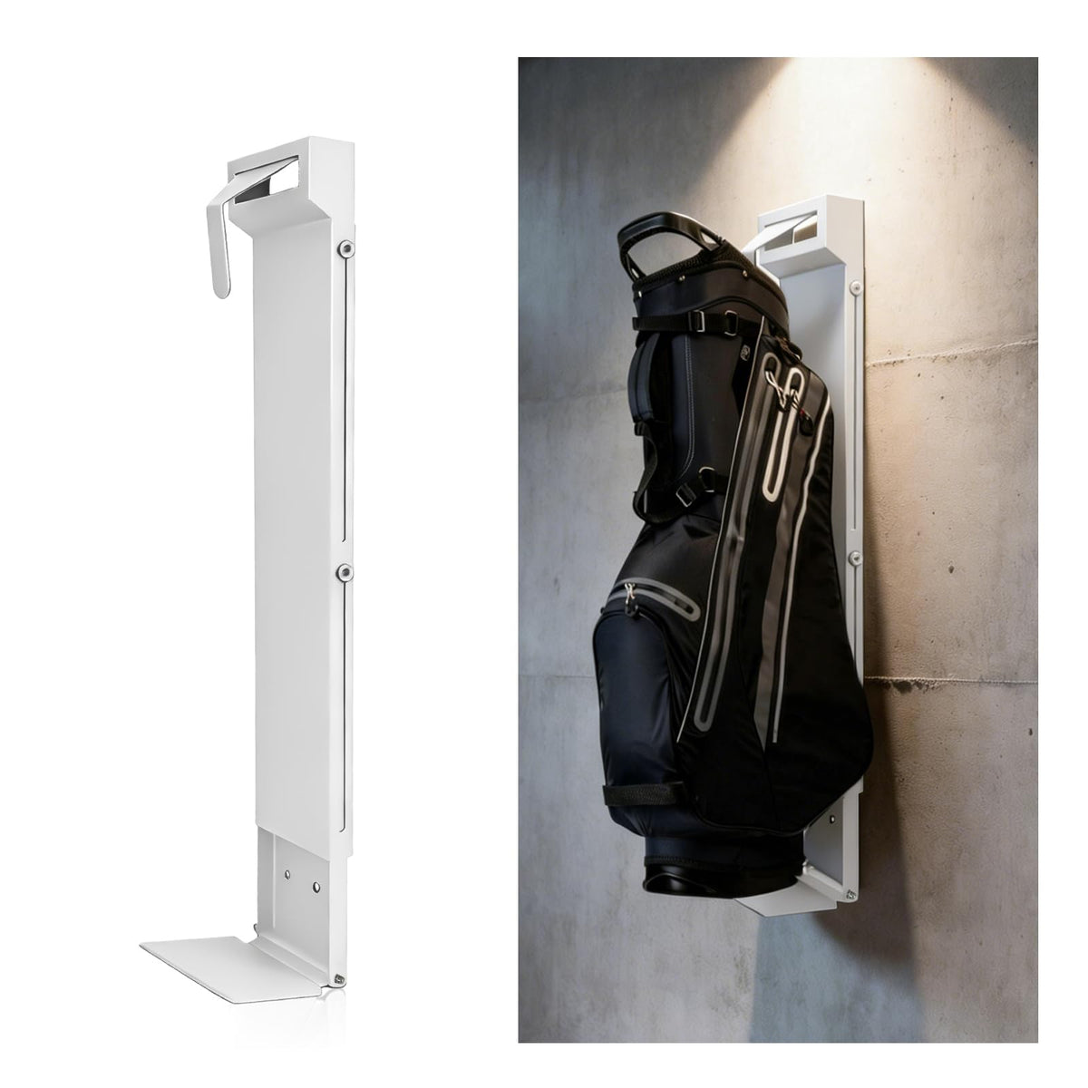 DOLEMODUO wall mount golf bag rack with foldable design saves floor space.