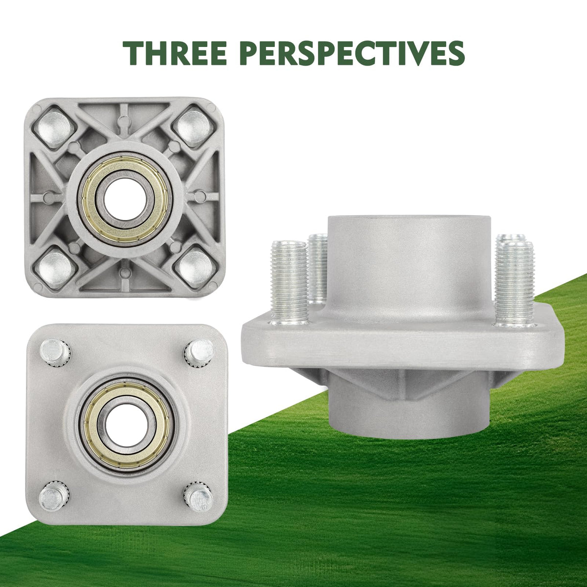 Dollate aluminum hub construction offers corrosion resistance and stability.