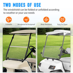 Dollate windshield installation options include full-screen or folded setups for wind or airflow.