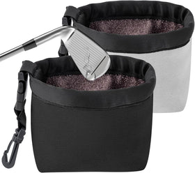 Dollform golf ball cleaner pocket with microfiber interior cleans grass stains on the go