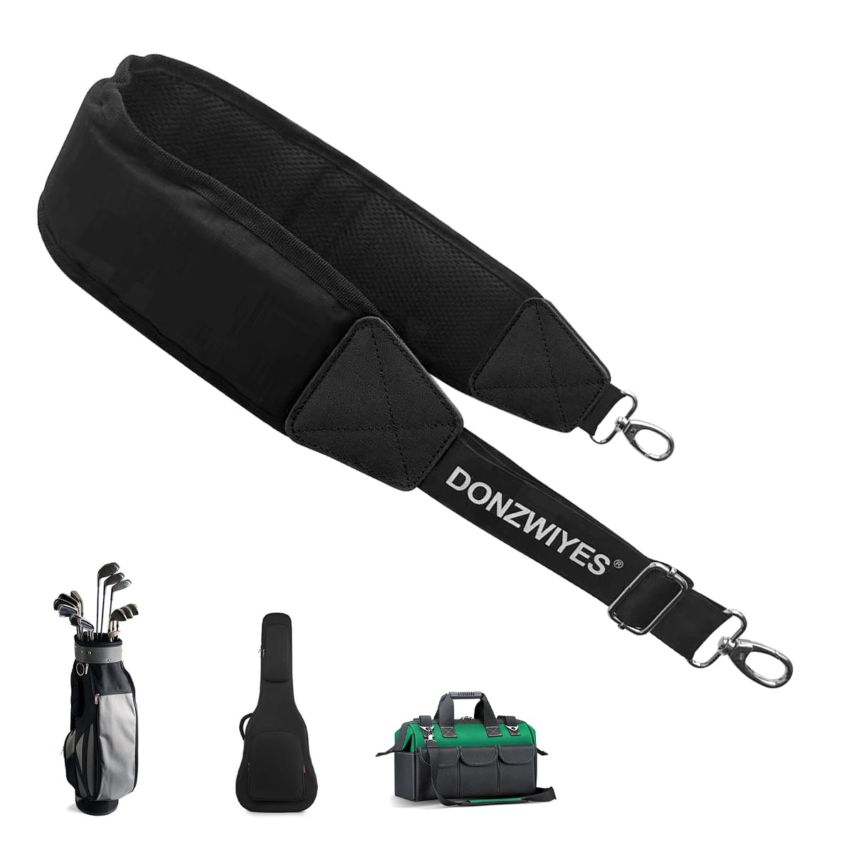 DONZWIYES golf bag strap front view for comfortable carry on the course.