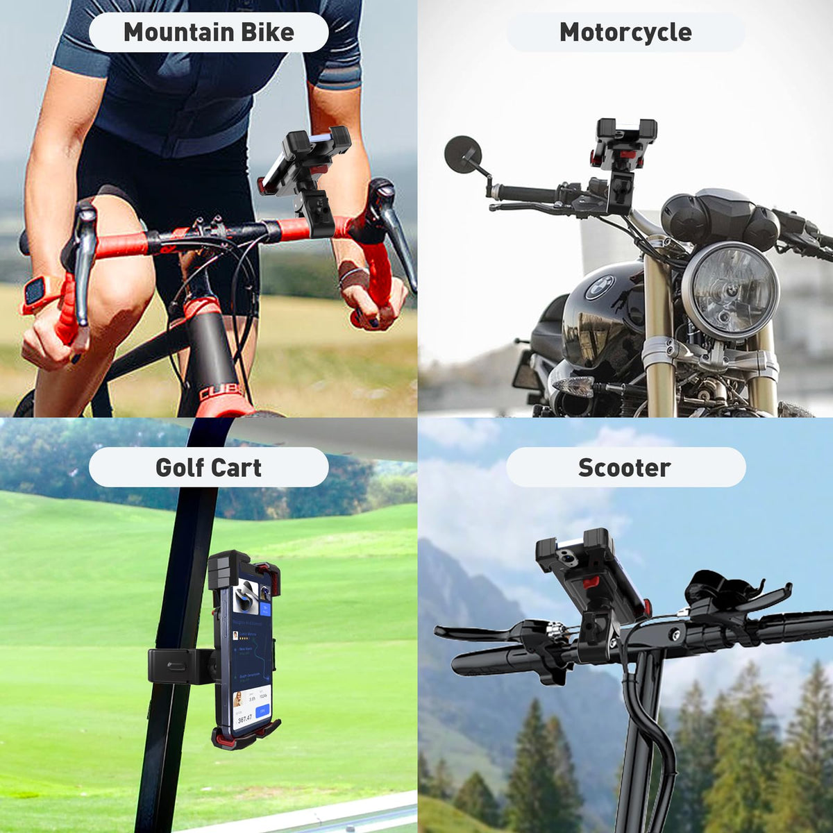 DoohowCase golf cart phone mount secure-lock prevents slips during bumpy paths