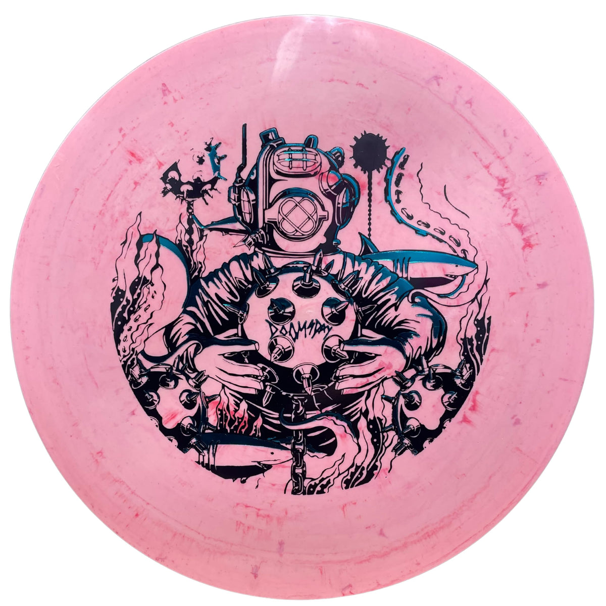 DOOMSDAY DISCS Depth Charge red disc for precise short puts and controlled approach shots.