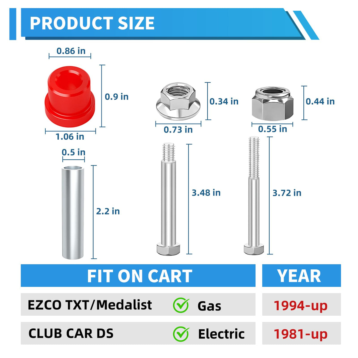DoonMi Club Car DS 1981-up compatibility supports steady suspension