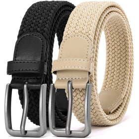 DOOPAI elastic braided belt for men in black, versatile for golf pants.
