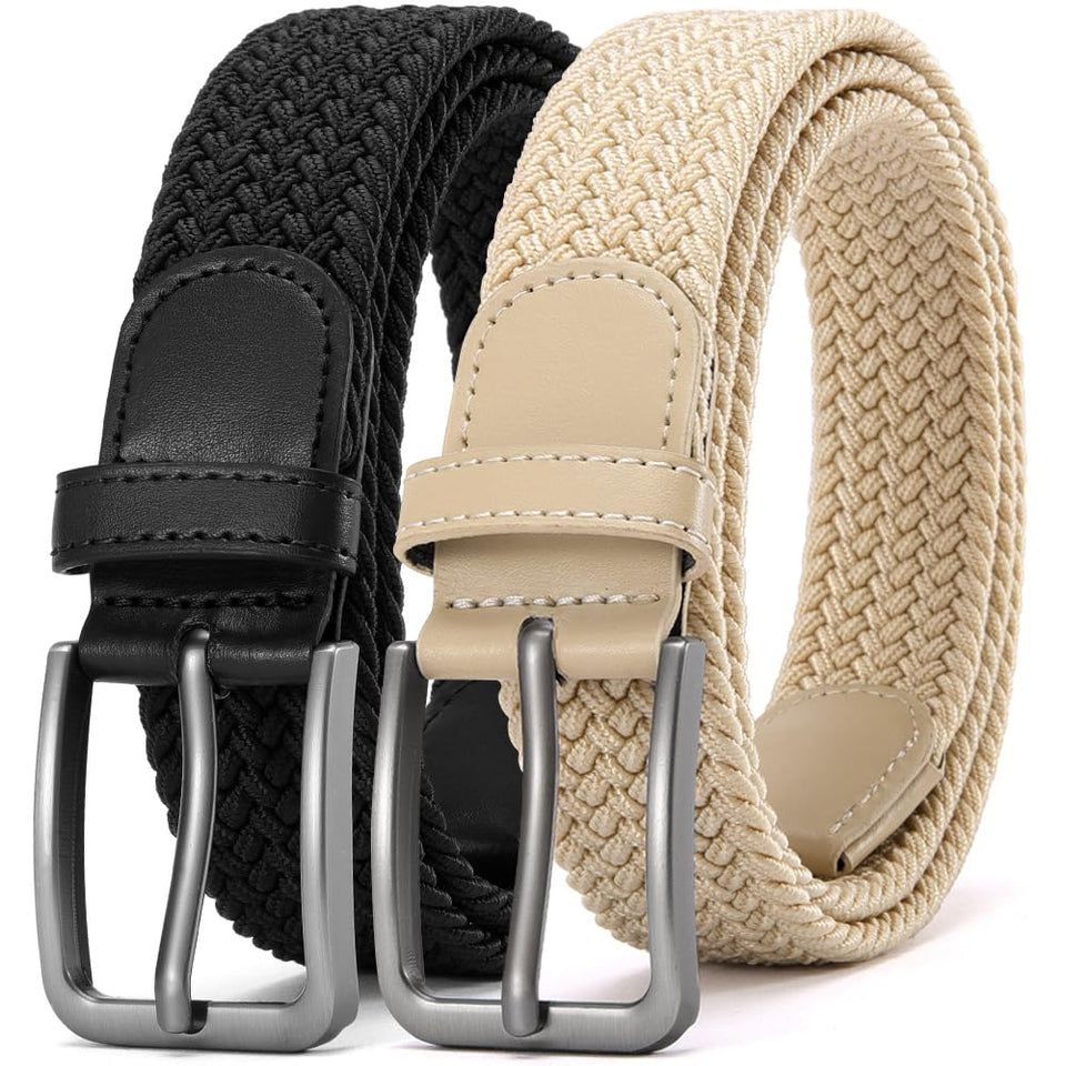 DOOPAI elastic braided belt for men in black, versatile for golf pants.