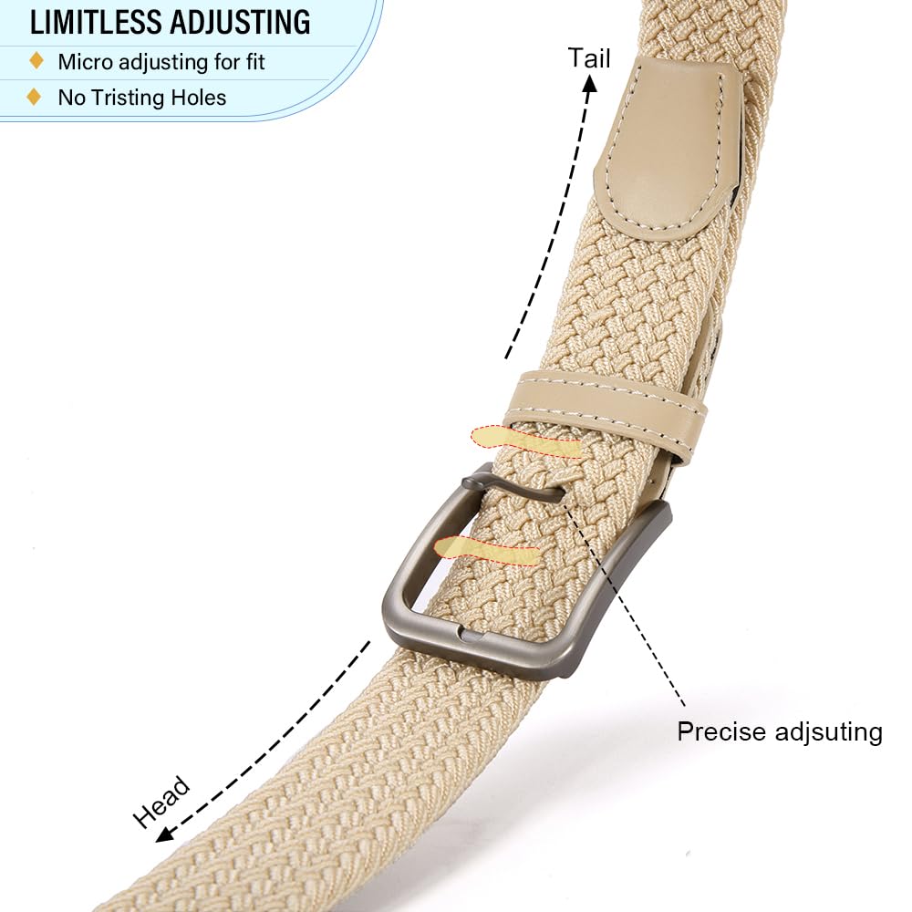 DOOPAI elastic braided belt in tan, easily pairs with casual or formal outfits.
