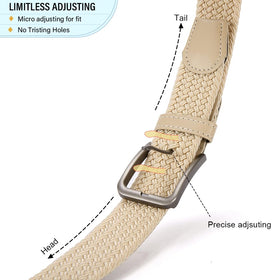 DOOPAI elastic braided belt in tan, easily pairs with casual or formal outfits.