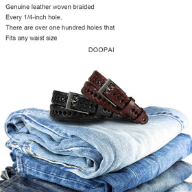 DOOPAI hand-woven belt detail highlights craftsmanship and premium finish.