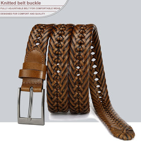 DOOPAI braided leather belt texture; durable hand-woven craftsmanship for lasting style.