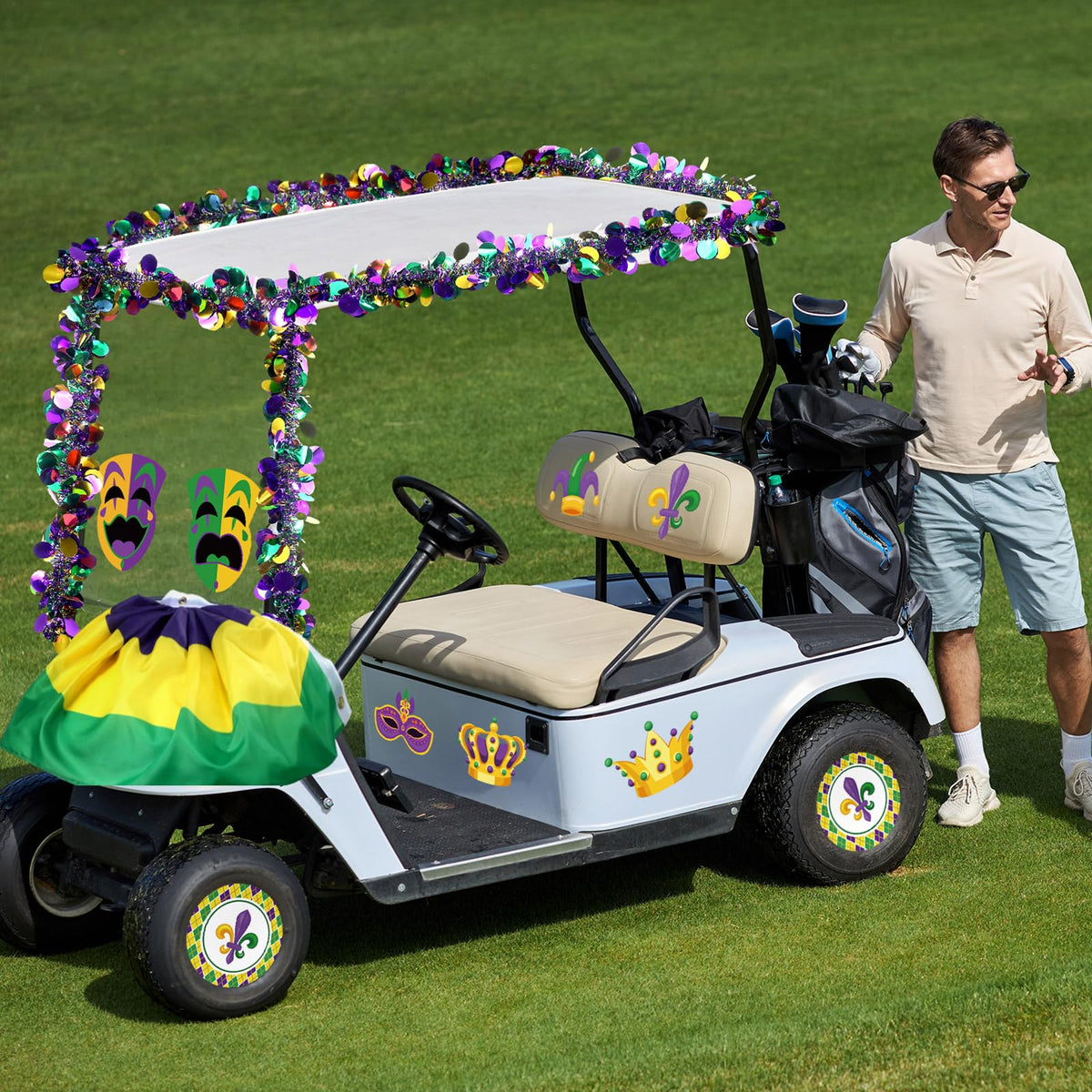 DoubleFill Mardi Gras color theme highlights your event with vibrant visuals.