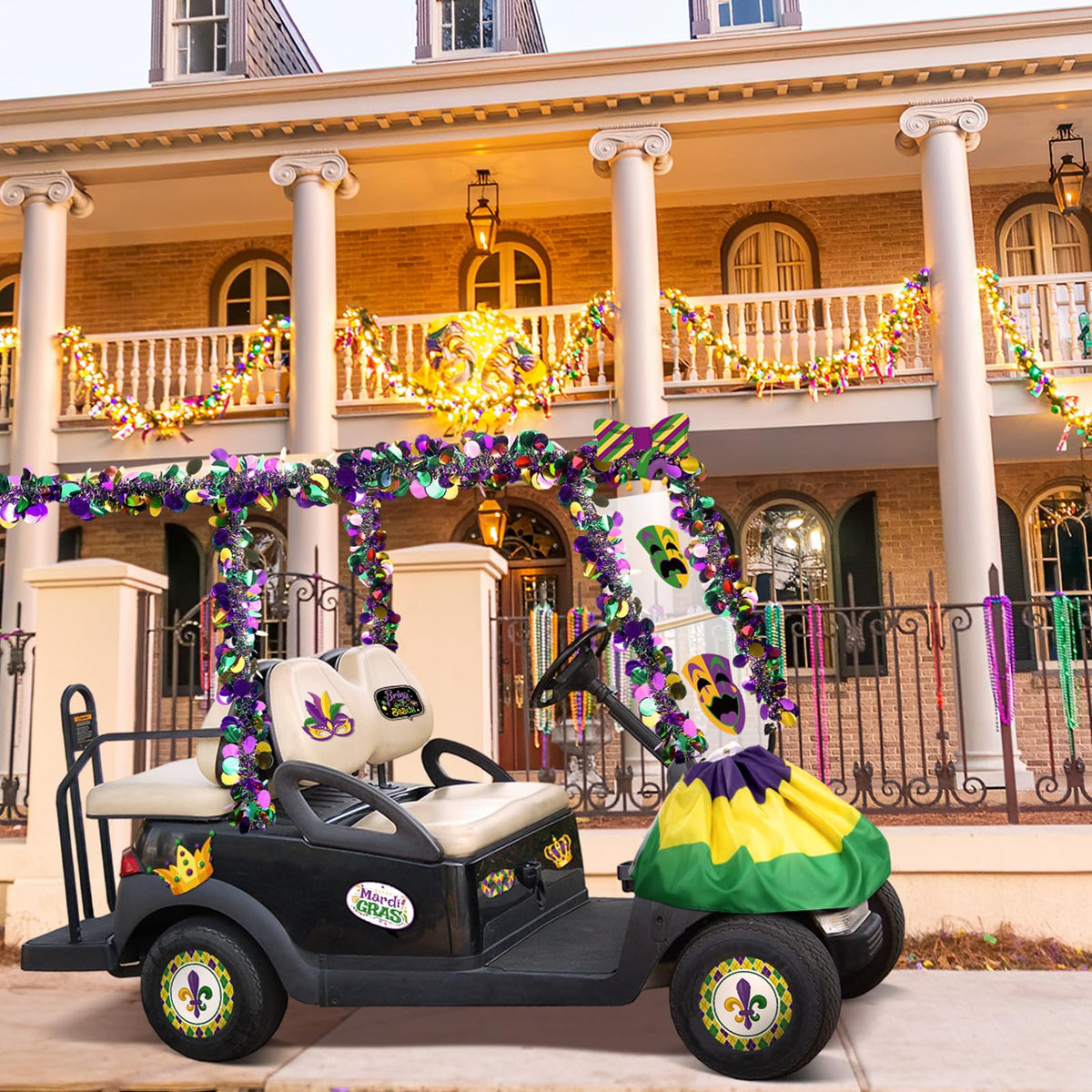 DoubleFill Mardi Gras decoration kit helps create cohesive visuals for parades.