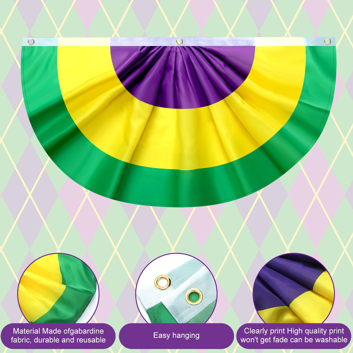 DoubleFill Mardi Gras wheel stickers offer eye catching durable adhesion.