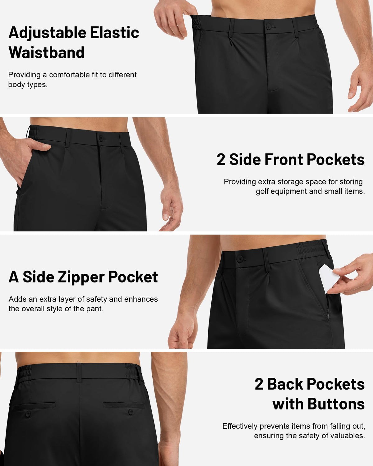 DOWMQ drawstring waistband with adjustable fit feature.