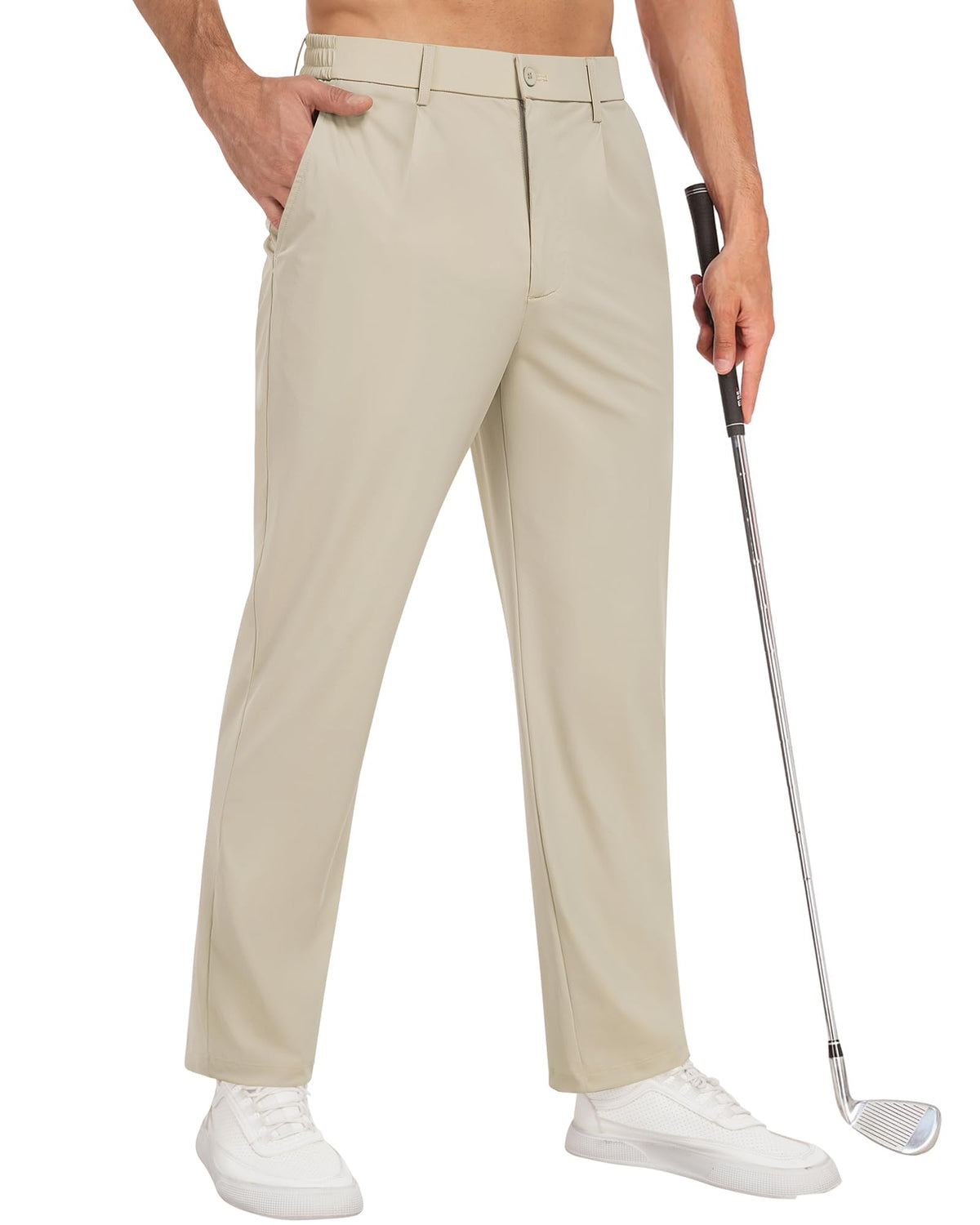 DOWMQ men's golf pants stretch fabric for all-day comfort on the course