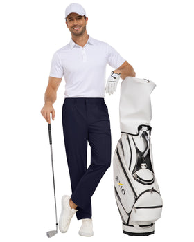 DOWMQ men's golf pants stretch five-pocket design for essentials on the course.
