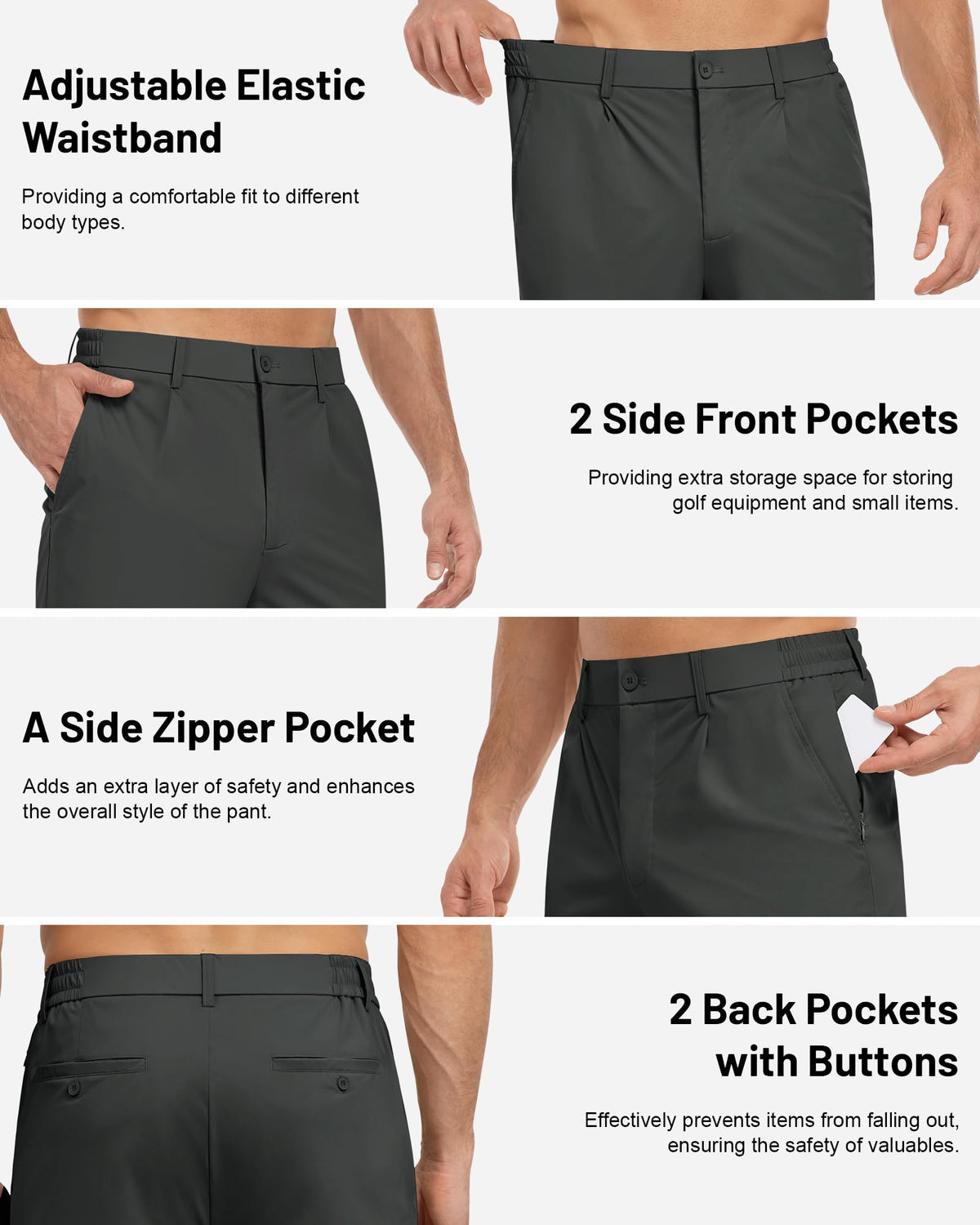 DOWMQ pants feature UPF 50+ sun protection for outdoor comfort.