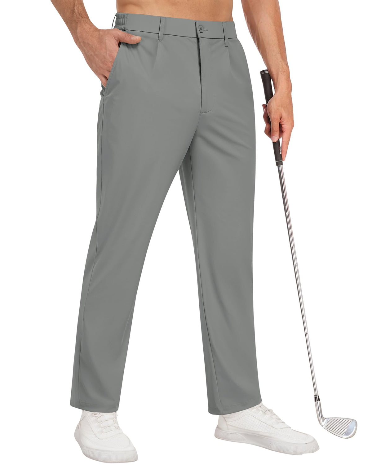 DOWMQ men's golf pants with stretchy fabric for all-day comfort on the course.