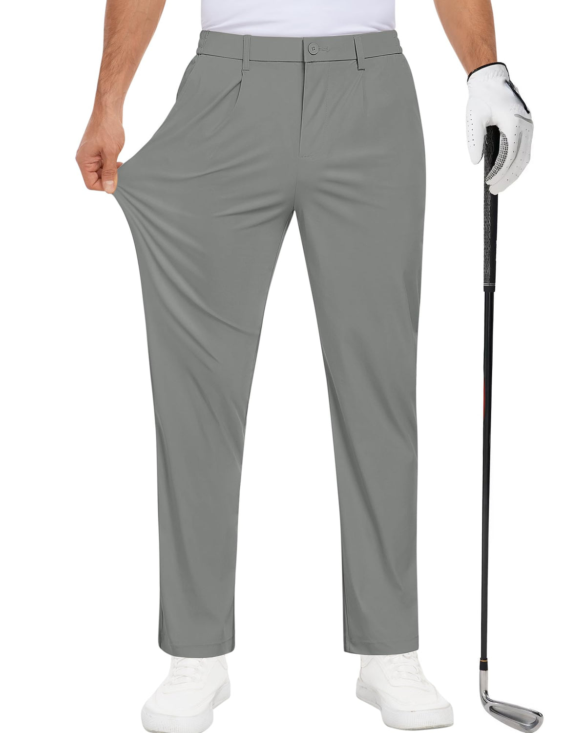 DOWMQ men's golf pants with UPF 50 protection for sunny rounds.