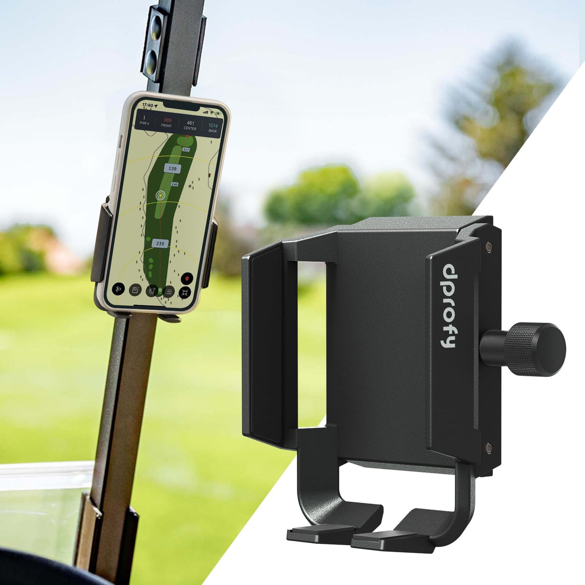 Dprofy golf cart phone holder mount securely attaches to metal surfaces for stable use