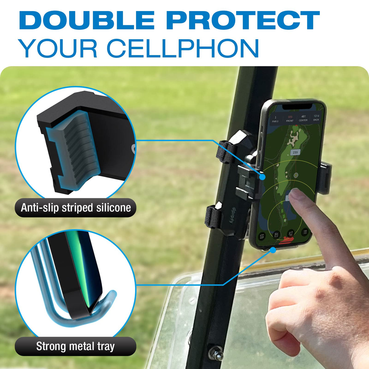 Dprofy phone holder angle adjustment illustrates glare avoidance on sunny days
