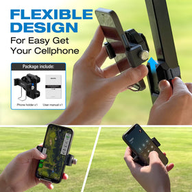 Dprofy golf cart holder attached to rectangular frame demonstrates strap attachment