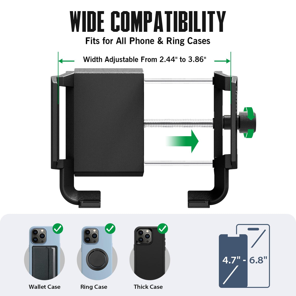 Dprofy adjustable width fits phones with or without cases