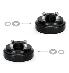 Dr.Acces brake drum hub package, side view with nuts and washers included