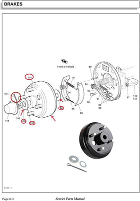 Dr.Acces two-pack brake drums for EZGO TXT golf carts, ready for replacement