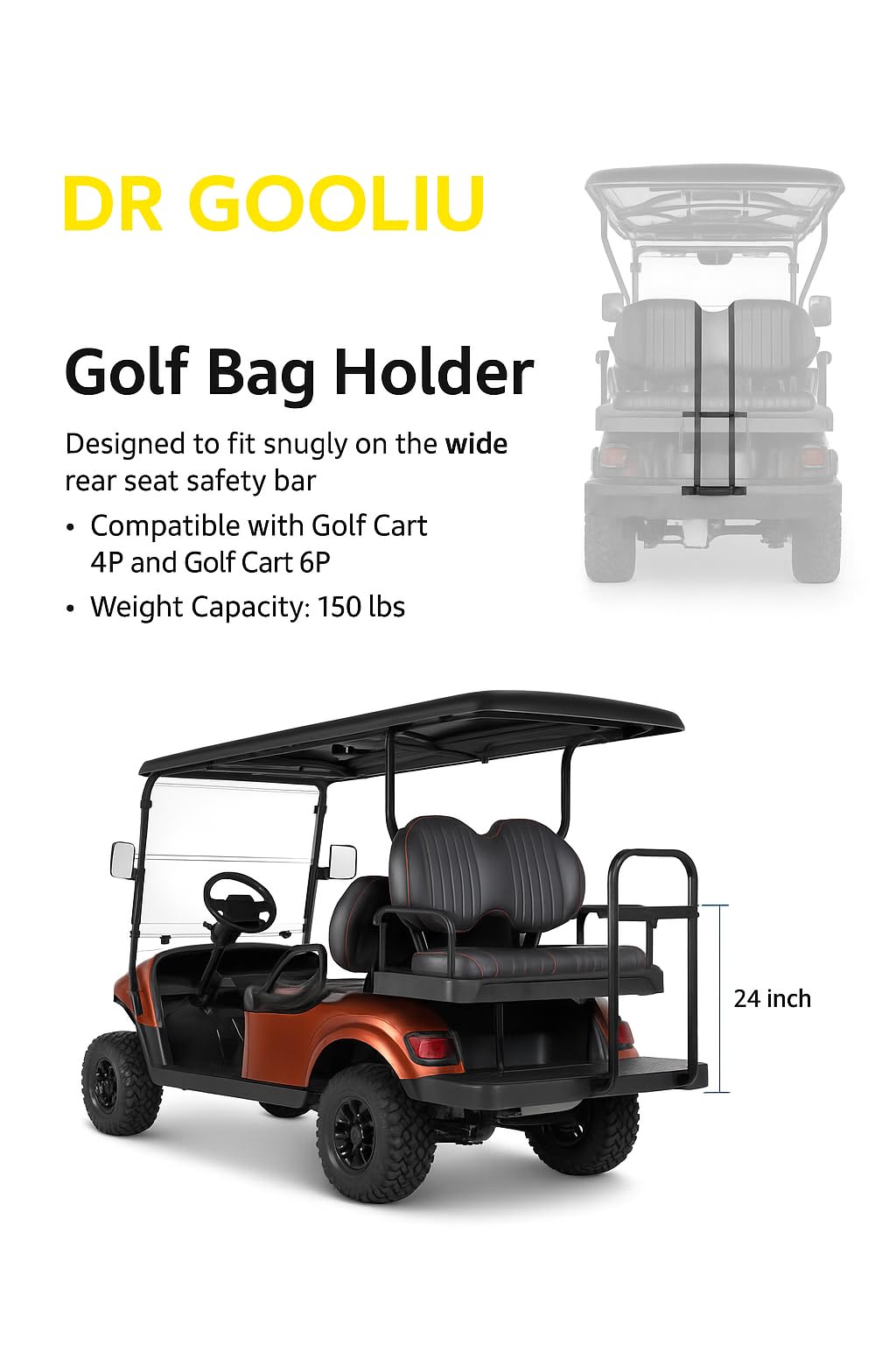 Dr. Gooliu heavy-duty golf bag rack on cart for multiple bags