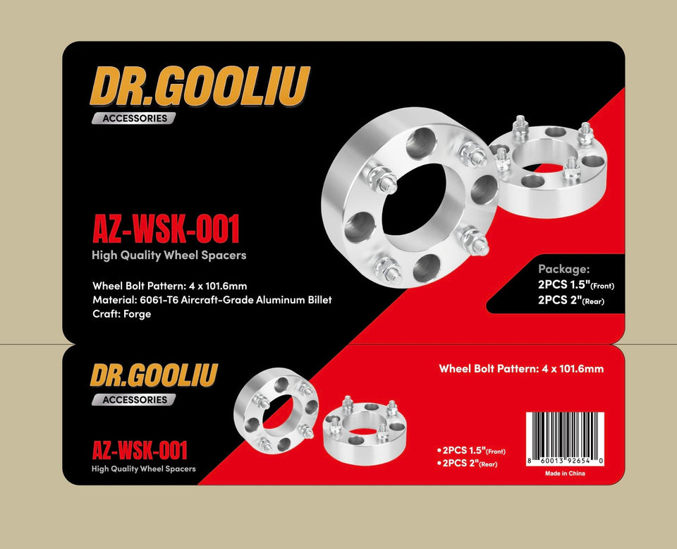 Dr. Gooliu wheel spacers kit front 1.5 inch view improves front stance and handling