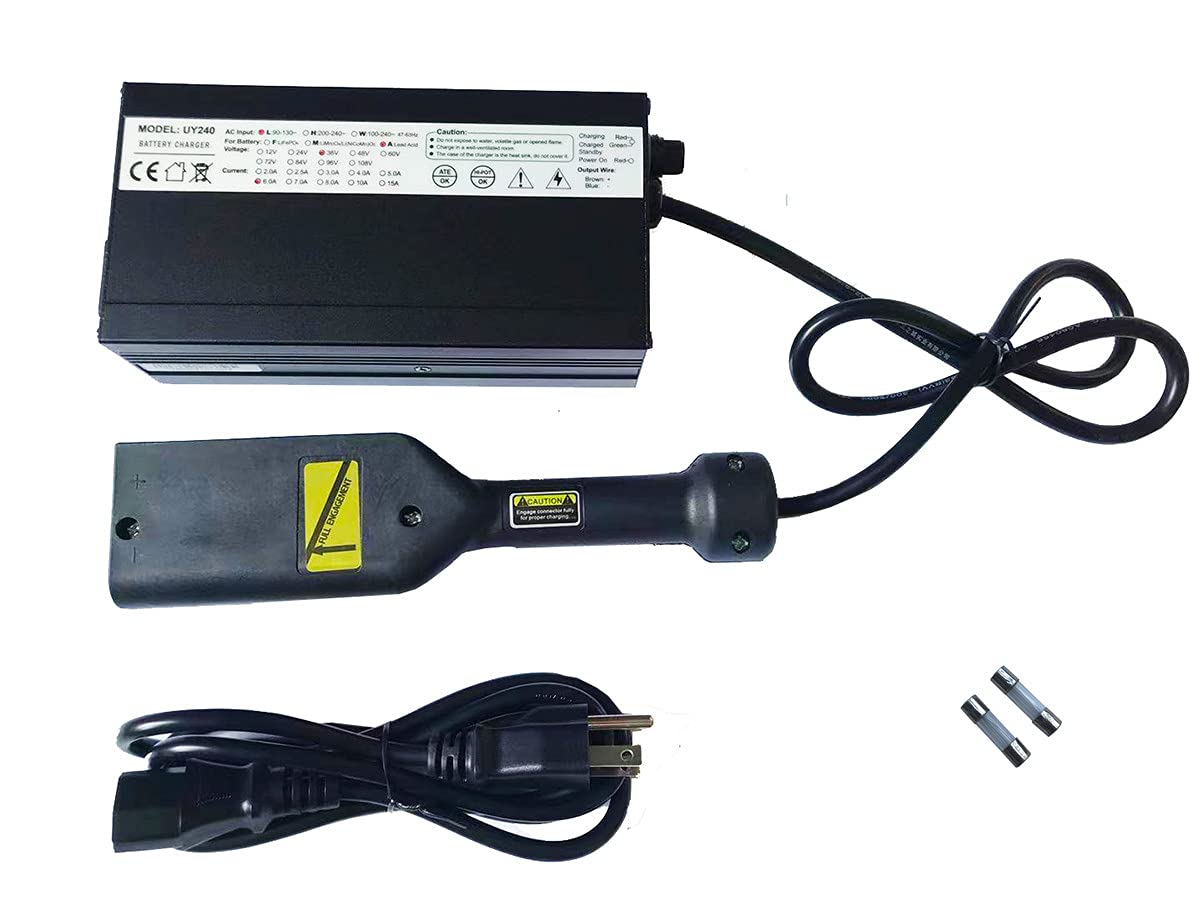 Dr.Acces 36V 6A charger front view with 36V system ready for EZ-GO carts.
