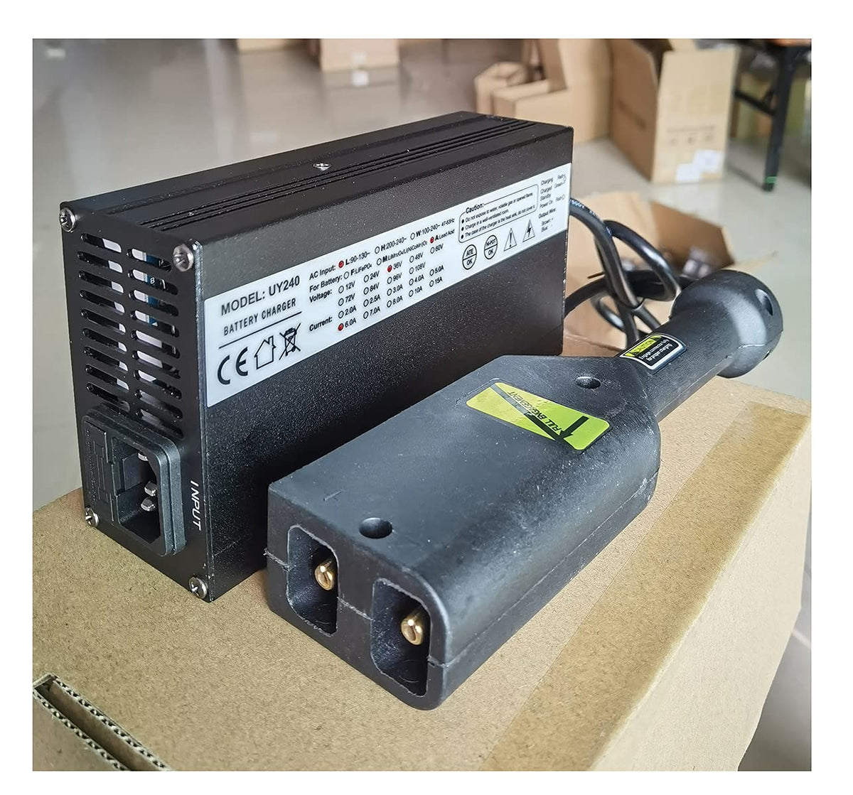 Dr.Acces charger showing indicator lights for charging status on EZ-GO cart.