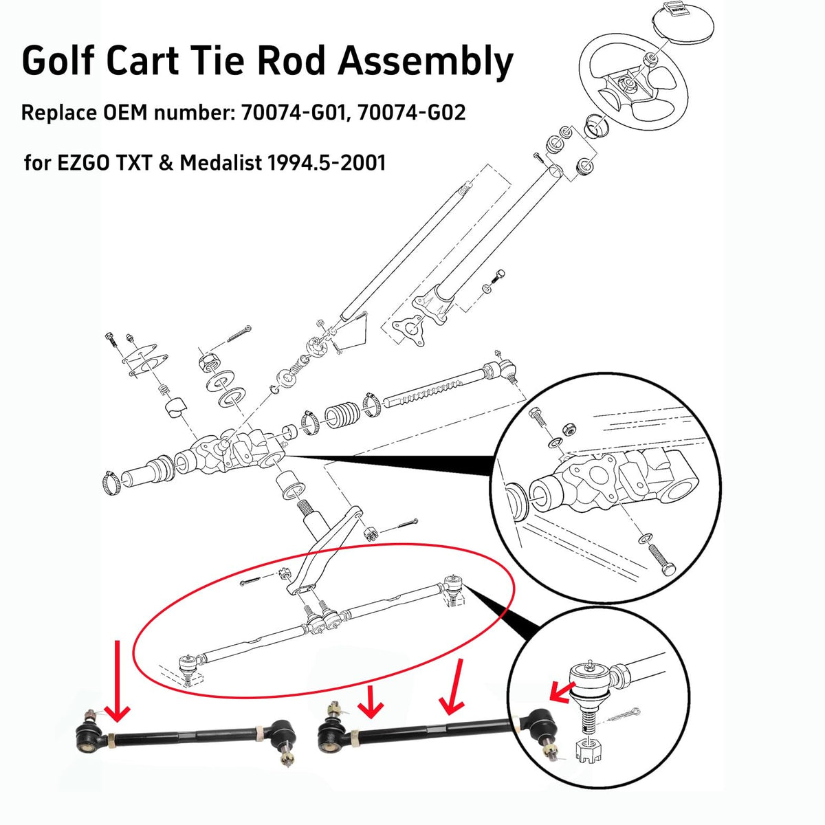 OEM 70074-G01/G02 compatibility for EZ-GO TXT and Medalist models.