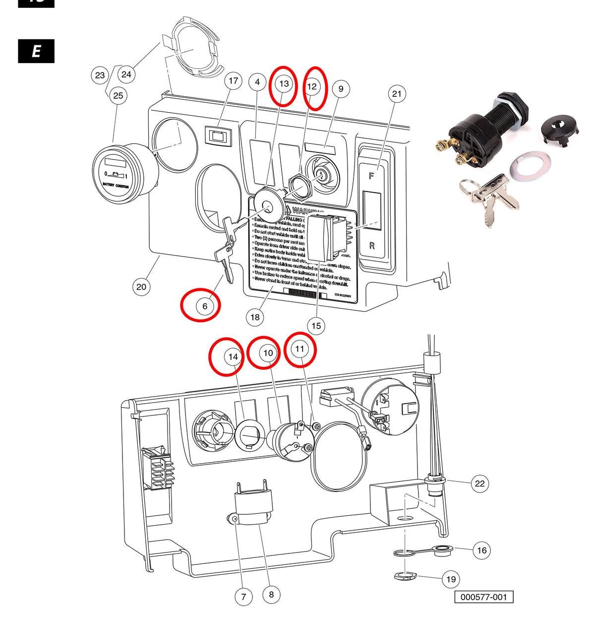 Nut and washer kit included with Dr.Acces ignition switch for secure fit