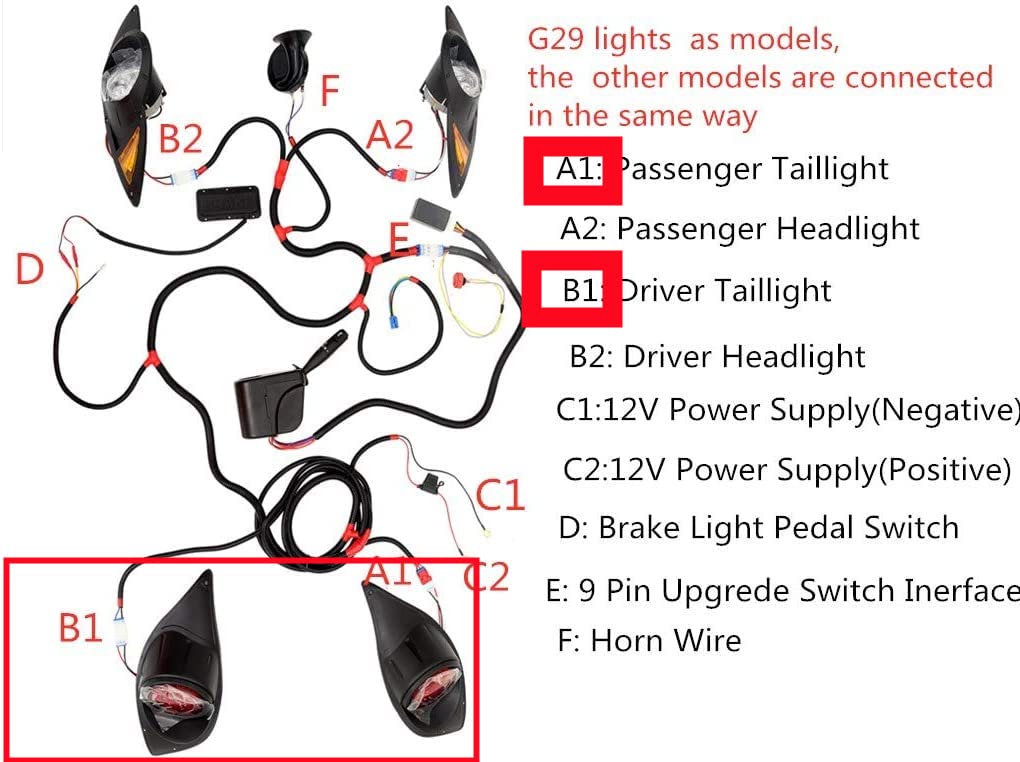 Dr.Acces LED taillight assembly for Yamaha G29 Drive with dual lamps.