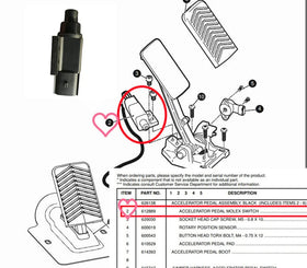 EZGO RXV pedal assembly with Dr.Acces accelerator switch ready for install