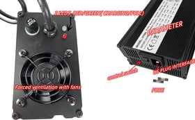 Dr.Acces 48V 10A charger side view; lightweight unit for versatile installation.
