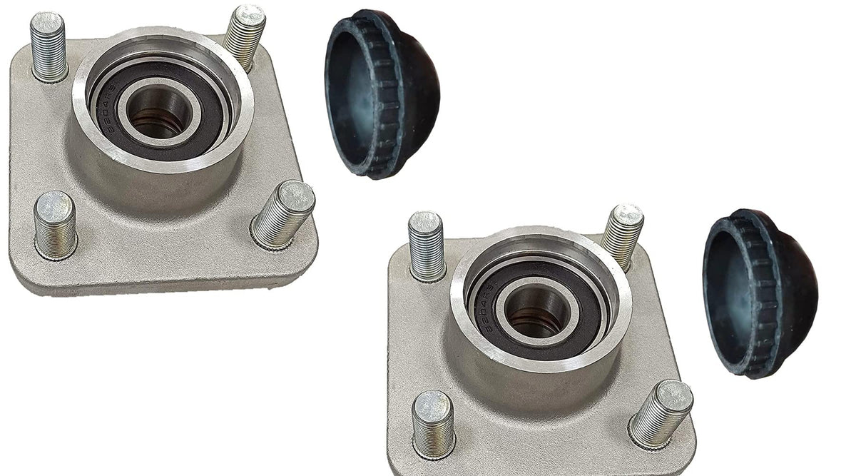 Hub assembly with bearings, seals and dust caps visible