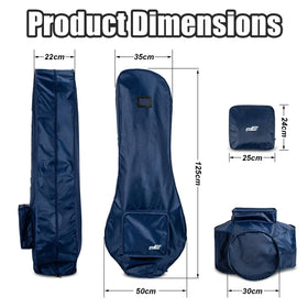 Dr.Acces navy cover closeup shows 300D waterproof fabric repelling moisture.