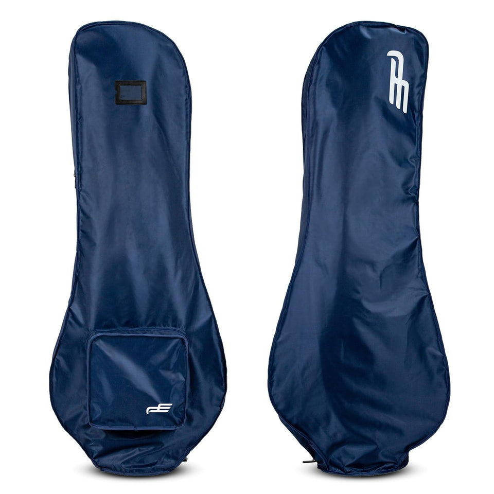 Dr.Acces navy rain cover for golf bag protects clubs from rain.