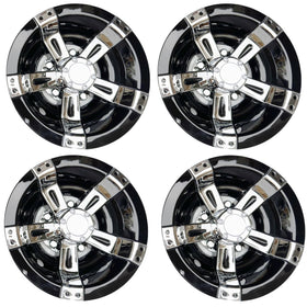 Dr.Acces 10-inch wheel cover with chrome spokes for EZGO carts, easy upgrade.