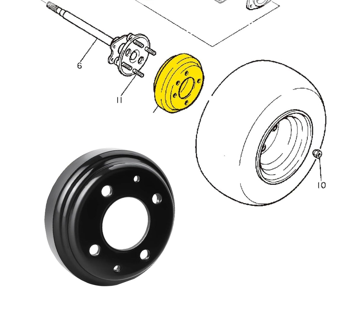 Dr.Acces brake drum for Yamaha G9 fits gas or electric models for dependable use.