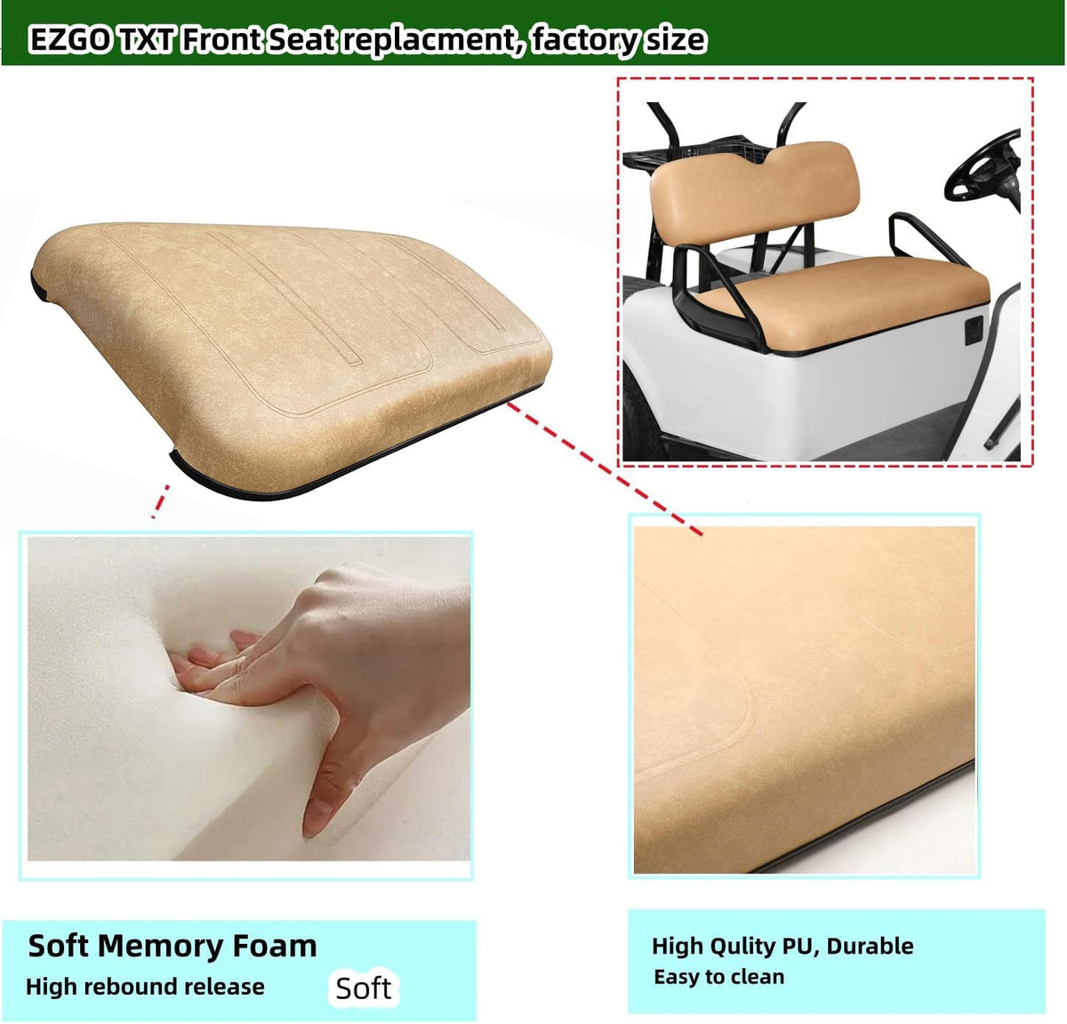 Hardware included for quick installation of Dr.Acces EZGO front seat kit